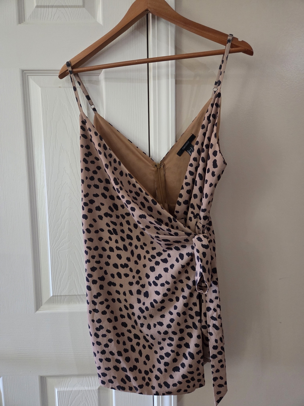 Forever 21 Blu and Black Spotted Mini Wrap Romper